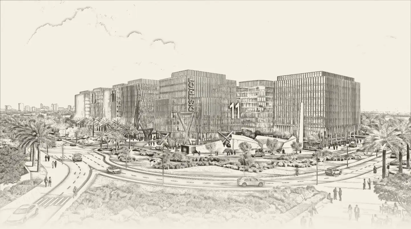 Pencil sketch of District 11 offices on E311